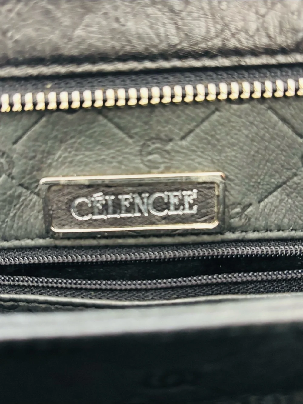 Celencee Genuine Ostrich Black Leather Multifunction Bag